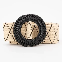 Ceinture fibre naturelle lysade beige tissée boucle noire Femme DEELUXE 74
