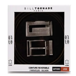 Ceinture réversible cuir vachette double boucles Homme BILL TORNADE
