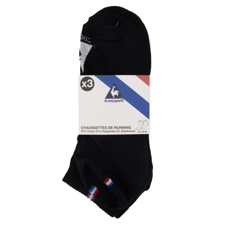 Chaussettes de running lot de 3 paires noires Homme LE COQ SPORTIF