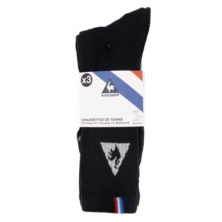Chaussettes de tennis lot de 3 paires blanches Homme LE COQ SPORTIF
