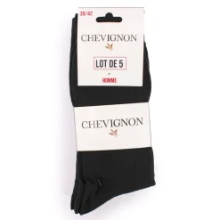 Chaussettes hautes noires lot de 5 idriss Homme CHEVIGNON