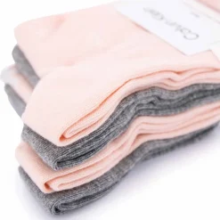 Chaussettes mi-haute liseré blanc logo imprimé lot x4 rose/gris Femme CALVIN KLEIN