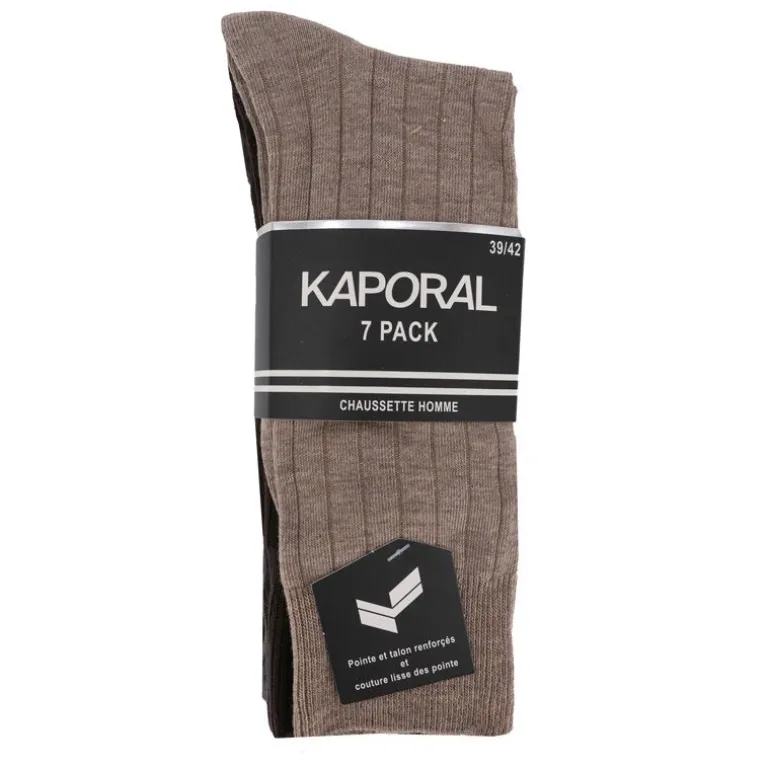 Chaussettes ville en maille cotelé lot de 7 paires Homme KAPORAL