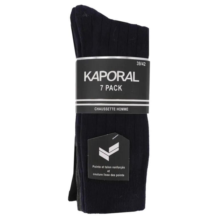 Chaussettes ville en maille cotelé lot de 7 paires Homme KAPORAL