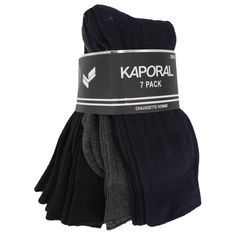Chaussettes ville en maille cotelé lot de 7 paires Homme KAPORAL