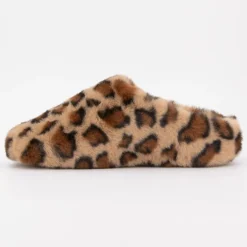 Chaussons à poils imprimé léopard Femme KELARA