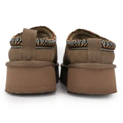 Chaussons en cuir effet daim fourrés liseré cheville Femme KELARA