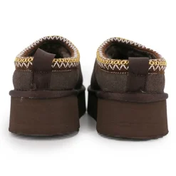 Chaussons en cuir effet daim fourrés liseré cheville Femme KELARA