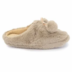 Chaussons fausse fourrure pompon antidérapant Claire Femme ETINCELLE