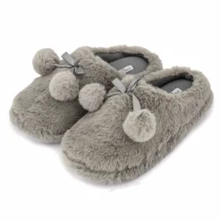 Chaussons fausse fourrure pompon antidérapant Claire Femme ETINCELLE