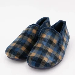 Chaussons polaire confort à carreaux dégradés de marron Homme BONADONA