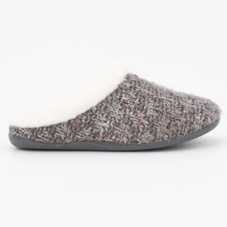 Chaussons sabina moutonné avec tweed gris Femme BONADONA