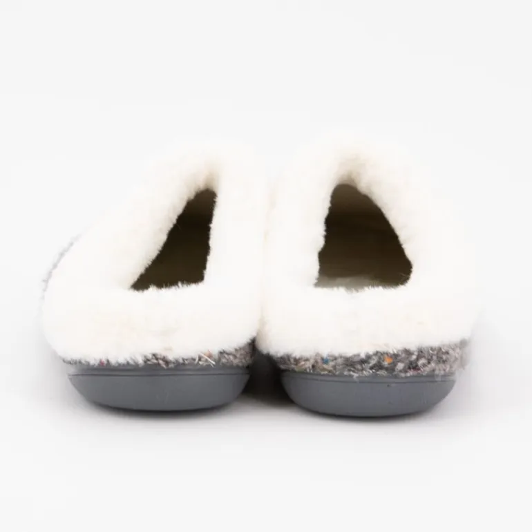 Chaussons sabina moutonné avec tweed gris Femme BONADONA