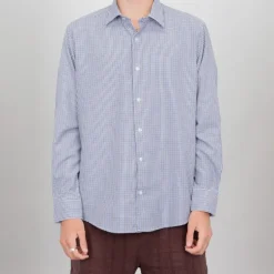 Chemise bleu motif pied de poule coton Homme BILL TORNADE