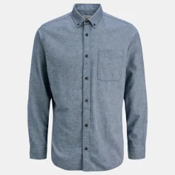 Chemise classique bleu gris coton mélangé regular fit Homme JACK & JONES