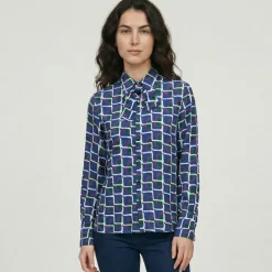 Chemise col avec ruban à nouer imprimé graphique malijai Femme LES TROPEZIENNES PAR M.BELARBI