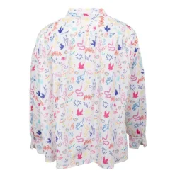 Chemise coton multicolor imprimé dessins col mao Femme DIXIE