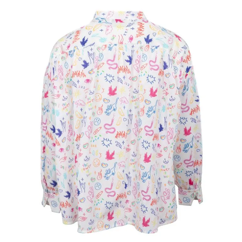 Chemise coton multicolor imprimé dessins col mao Femme DIXIE