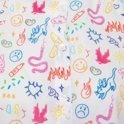 Chemise coton multicolor imprimé dessins col mao Femme DIXIE