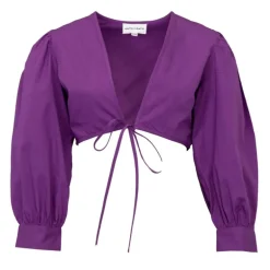 Chemise crop karo décolleté V couleur unie Femme ANTIK BATIK