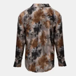 Chemise fluide grigio imprimé à fleurs Femme PLEASE