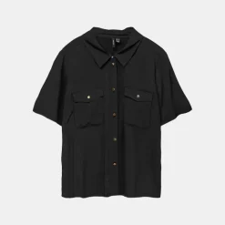 Chemise légère easy noire à poches Femme VERO MODA