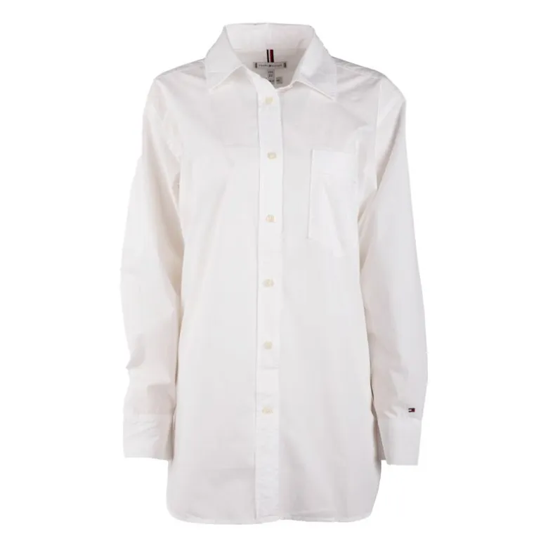 Chemise longue coton blanche regular Femme TOMMY HILFIGER