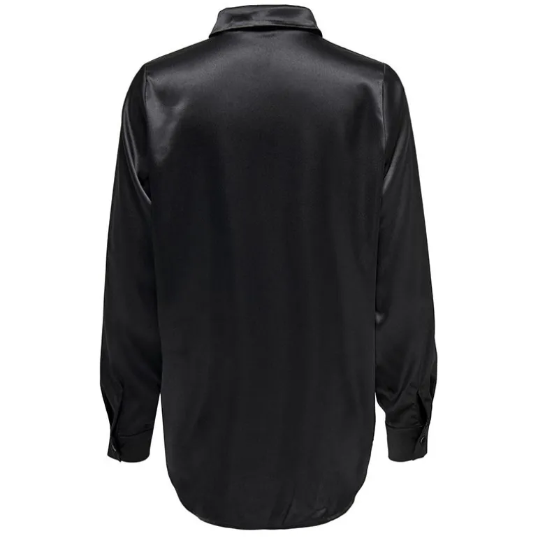 Chemise longue noire effet soie Femme ONLY