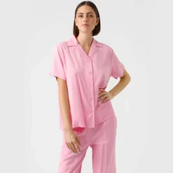 Chemise manches courtes rose,décontracté uni Femme VERO MODA