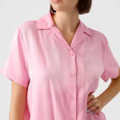 Chemise manches courtes rose,décontracté uni Femme VERO MODA