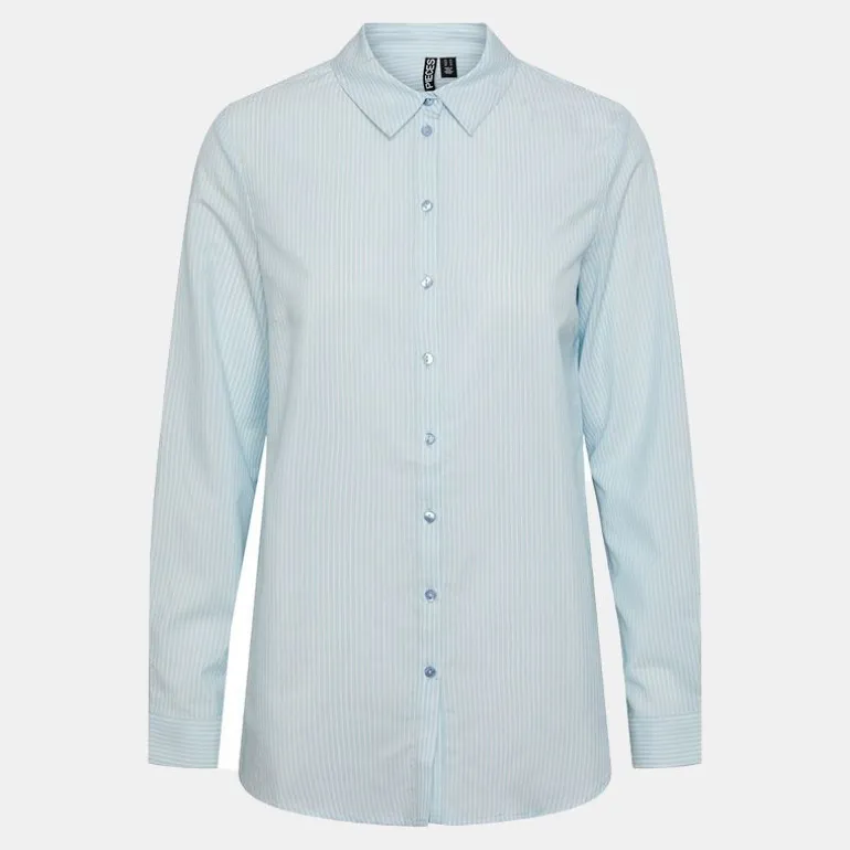 Chemise manches longues à rayures Femme PIECES