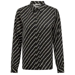 Chemise manches longues à rayures irisées noir beige Femme ONLY