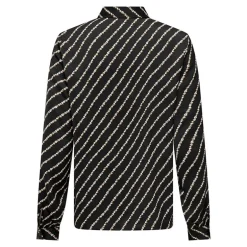 Chemise manches longues à rayures irisées noir beige Femme ONLY