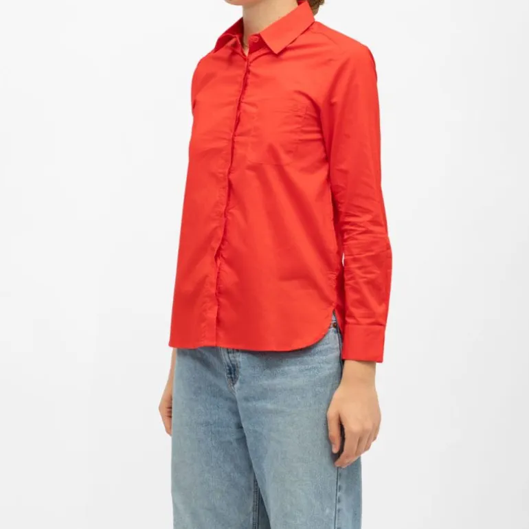 Chemise rouge carli coton manches longues Femme LA PETITE ETOILE