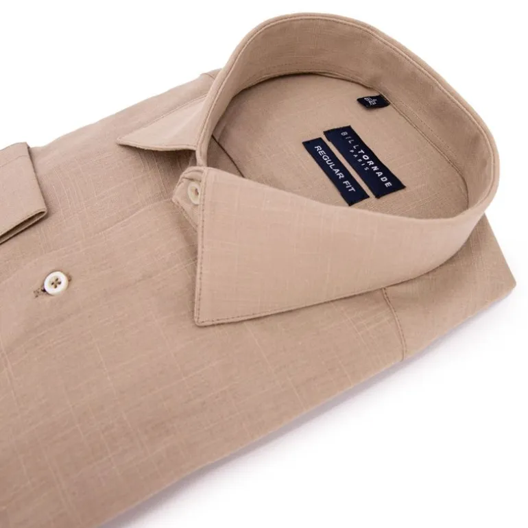 Chemise unie regular fit coton aspect lin Homme BILL TORNADE