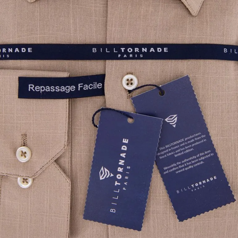 Chemise unie regular fit coton aspect lin Homme BILL TORNADE