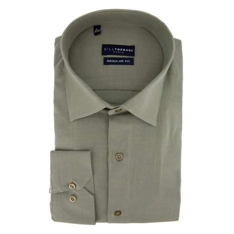 Chemise unie regular fit coton aspect lin Homme BILL TORNADE