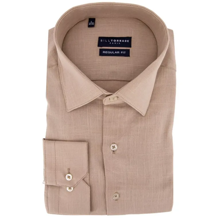 Chemise unie regular fit coton aspect lin Homme BILL TORNADE