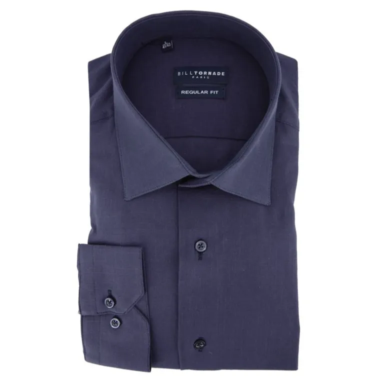 Chemise unie regular fit coton aspect lin Homme BILL TORNADE