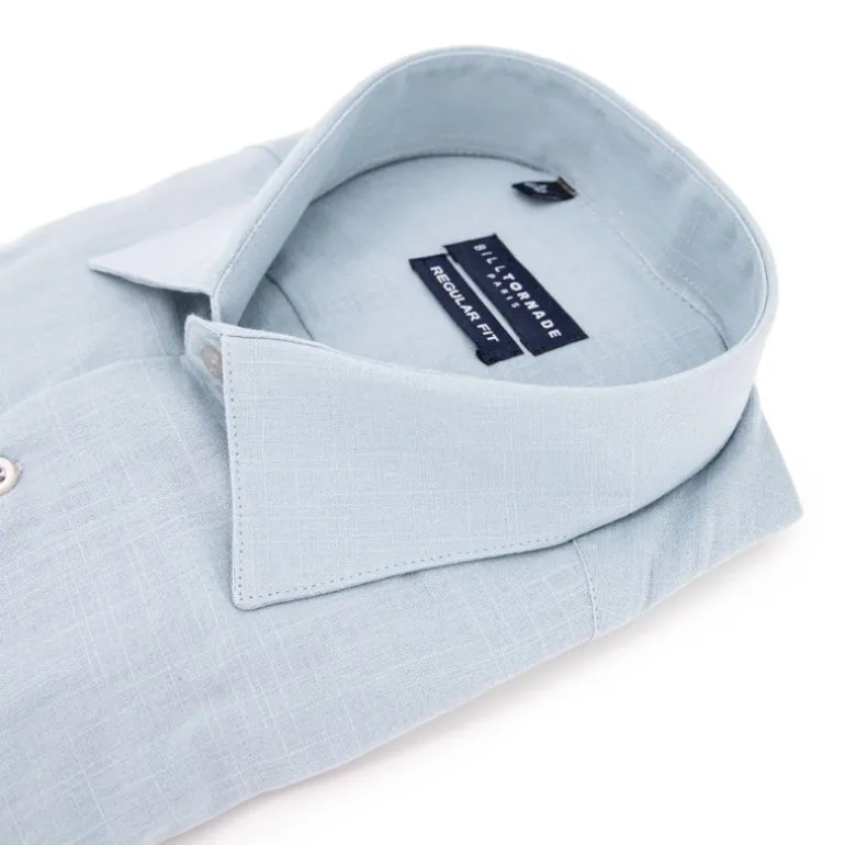 Chemise unie regular fit coton aspect lin Homme BILL TORNADE