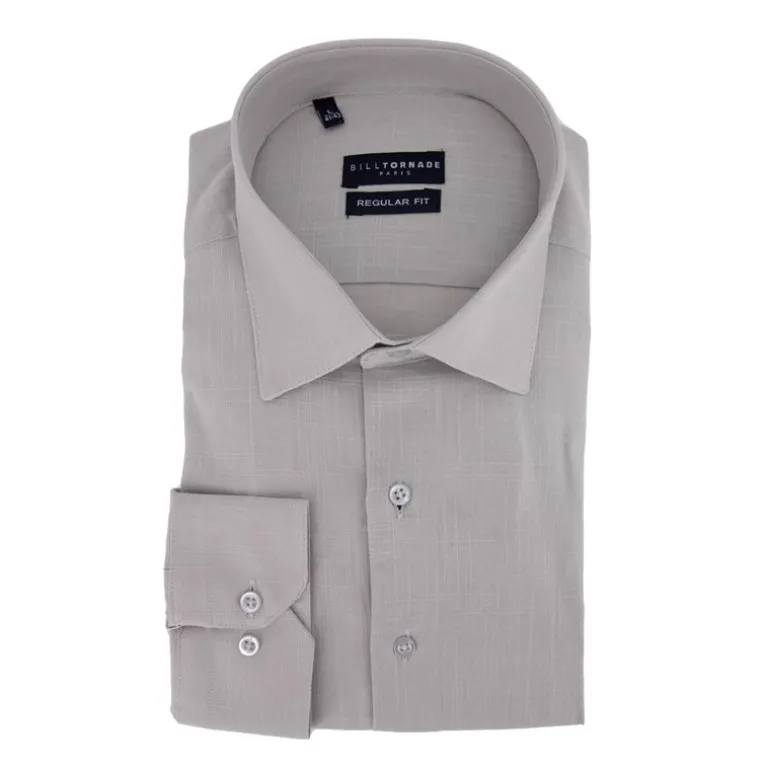 Chemise unie regular fit coton aspect lin Homme BILL TORNADE