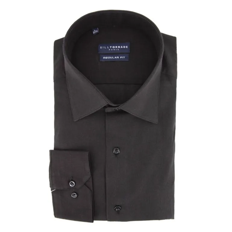 Chemise unie regular fit coton aspect lin Homme BILL TORNADE