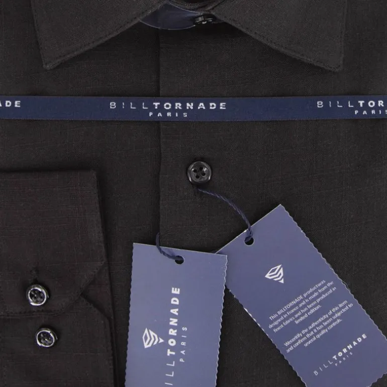 Chemise unie regular fit coton aspect lin Homme BILL TORNADE