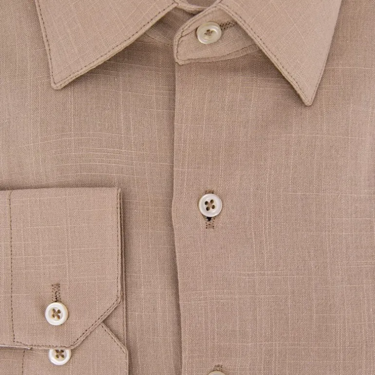 Chemise unie regular fit coton aspect lin Homme BILL TORNADE