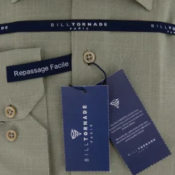 Chemise unie regular fit coton aspect lin Homme BILL TORNADE