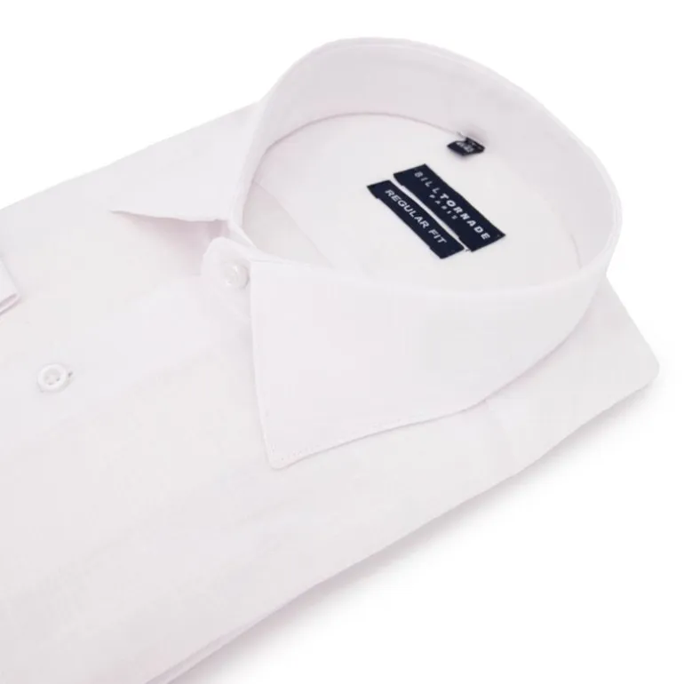 Chemise unie regular fit coton aspect lin Homme BILL TORNADE