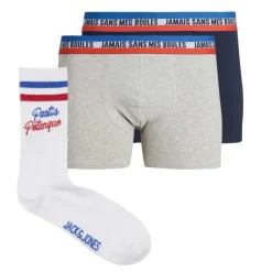 Coffret cadeau boxers/chaussettes inscription coton stretch Homme JACK & JONES