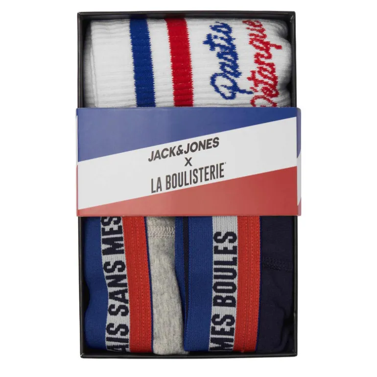 Coffret cadeau boxers/chaussettes inscription coton stretch Homme JACK & JONES