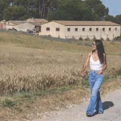 Crop top bretelles blanc motif Femme CALVIN KLEIN