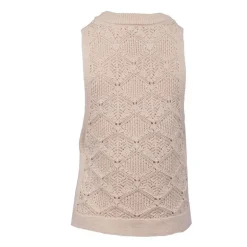 Débardeur maille brodé coton beige Miro Femme LA PETITE ETOILE